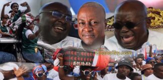 Vice President Mahamudu Bawumia, Ex-President John Mahama, President Nana Akufo-Addo