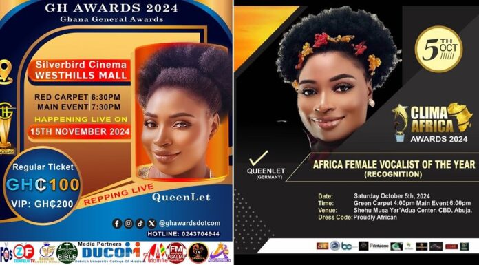 QueenLet honoured with Africa Female Vocalist of the Year and Sing-A-Thon Artist of the Year