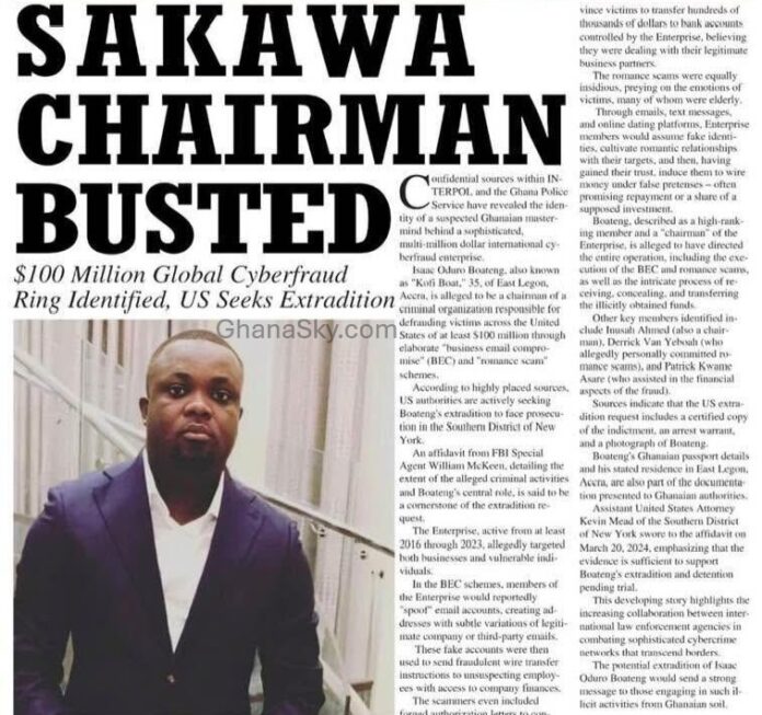 Isaac Kofi Oduro Boateng was arrested along with others, Inusah Ahmed, Derrick Van Yeboah and Patrick Kwame Asare.