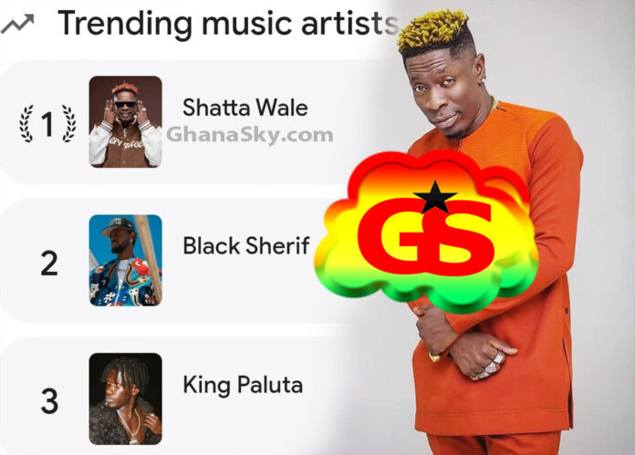 Shatta Wale Tops Google Trends, pushing him past Burna Boy, Sarkodie, King Promise, Stonebwoy, Black Sherif and King Paluta. Shatta Wale Tops Google Trends,Black Sherif, King Paluta