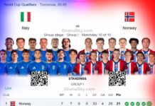 Italy vs Norway, FIFA World Cup Qualifier