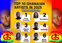 King Promise, Stonebwoy, Shatta Wale, Sarkodie, Black Sherif, Wendy Shay, Gyakie, QueenLet, Kuami Eugene, King Paluta