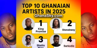 King Promise, Stonebwoy, Shatta Wale, Sarkodie, Black Sherif, Wendy Shay, Gyakie, QueenLet, Kuami Eugene, King Paluta